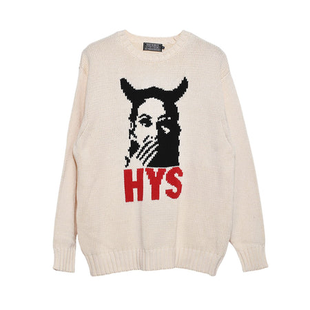 [HYSTERIC GLAMOUR]SPEAK NO EVIL編込 セーター/WHITE(02243NS03)