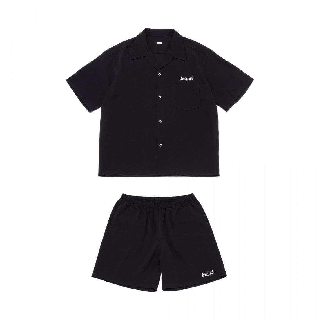 [SEQUEL]SET UP OPEN COLLAR SHIRT & SHORTS/BLACK(SQ-24SS-SHSP-01)