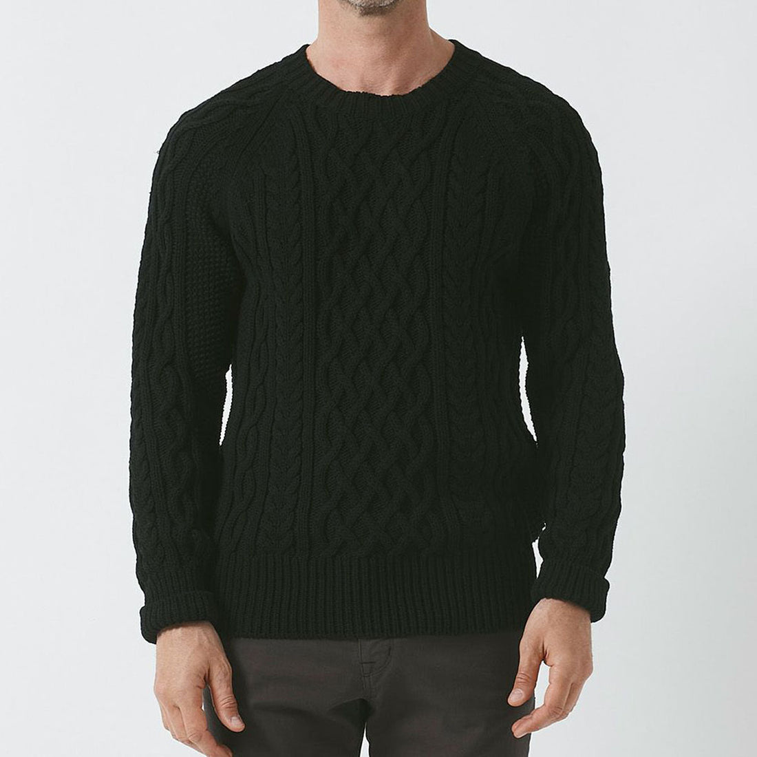 [junhashimoto]ARAN CREW NECK KNIT/BLACK(1092420001)