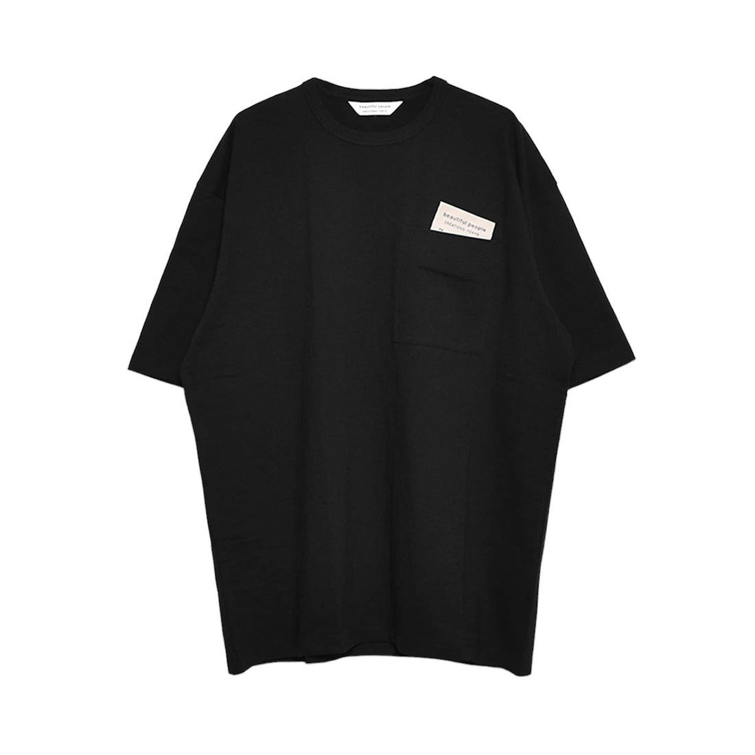 [beautiful people]raffy premium jersey big QOLtag T-shirt/BLACK(1415310412)