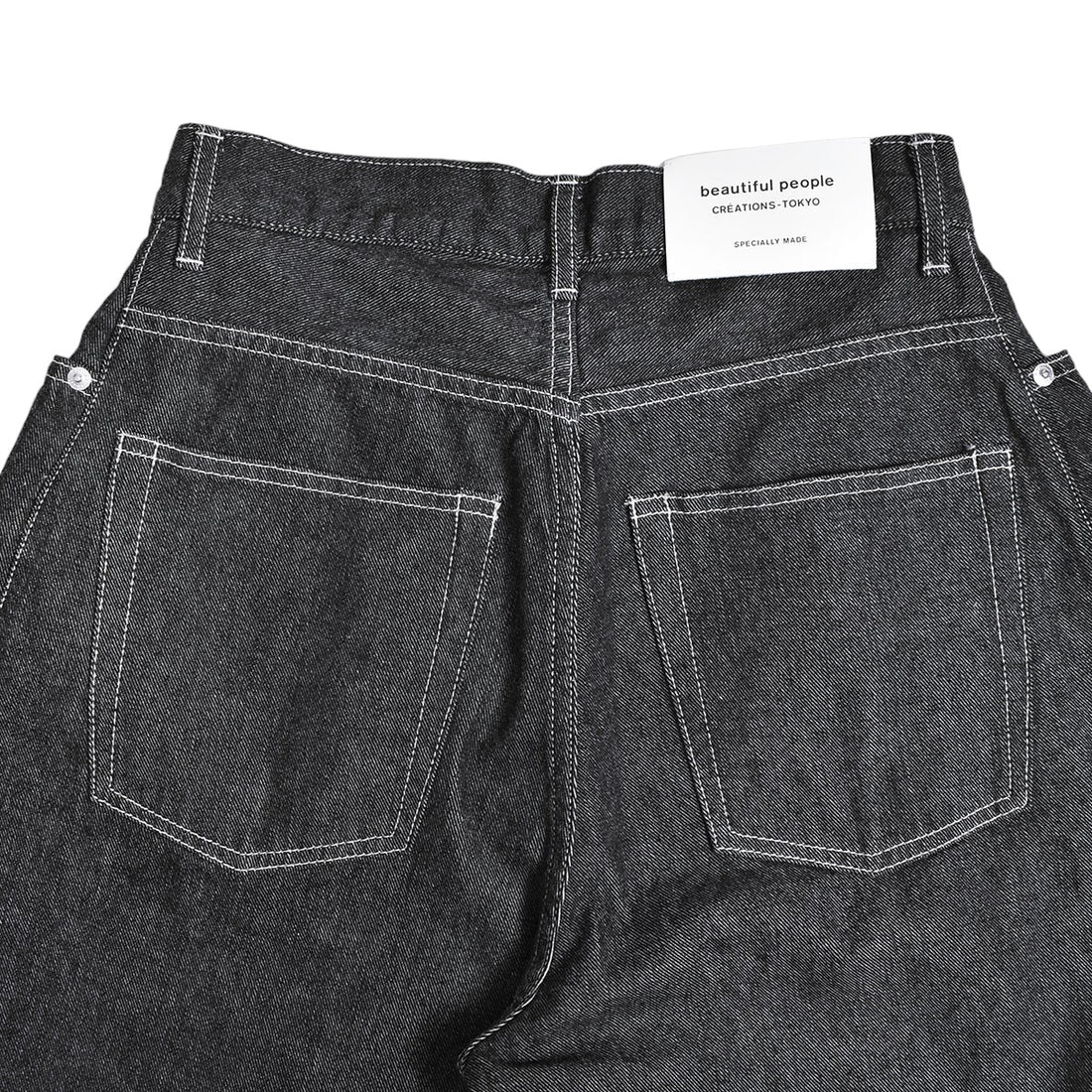 [beautiful people]left hand twill wide 3sides denim pants/BLACK(1445105023)