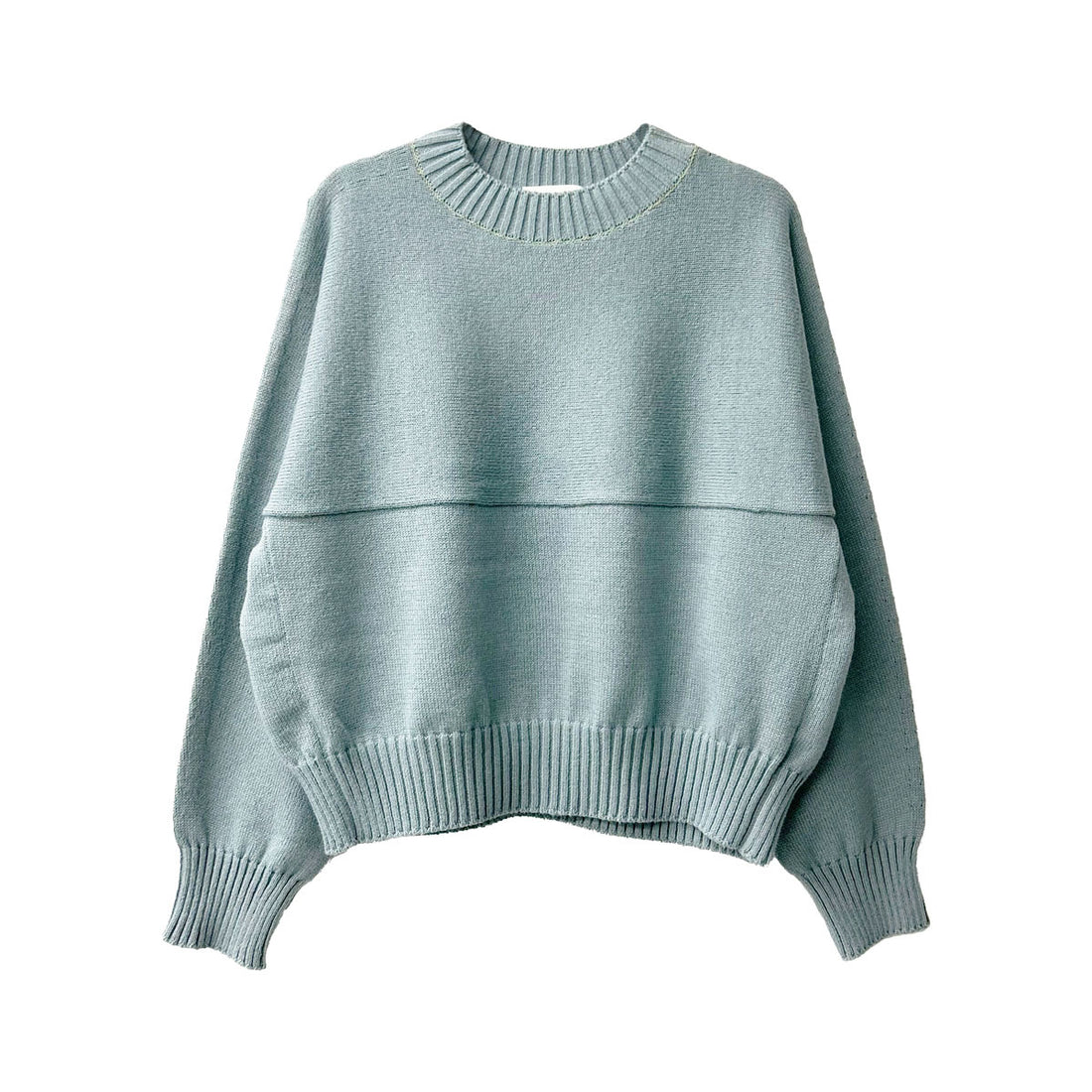 [beautiful people]fluffed cotton knitting pullover/BLUE GRAY(1525210001)