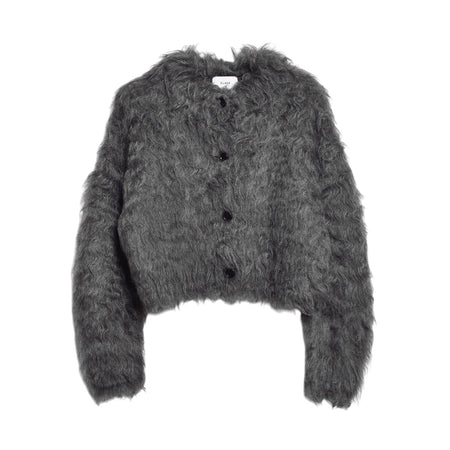 [CLANE]SHAGGY SHORT KNIT CARDIGAN/CHACOAL(17106-2102)