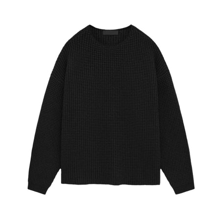 [ESSENTIALS]HEAVY WAFFLECREWNECK SWEATER/BLACK(192BT246170F)