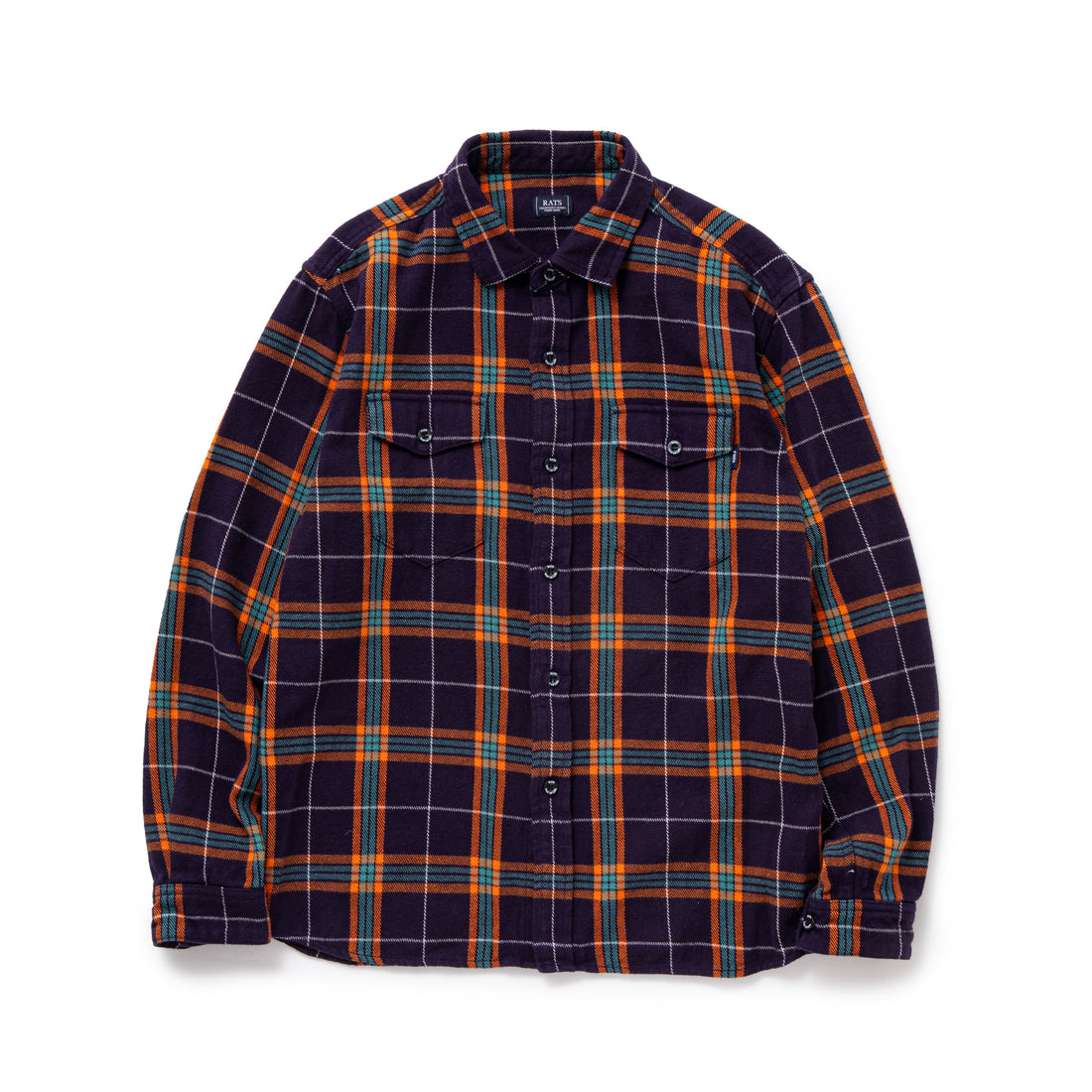 [RATS]COTTON FLANNEL NAVY CHECK SHIRT/NAVY CHECK