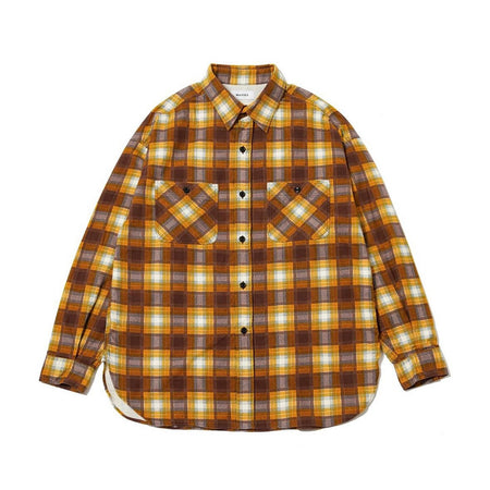 [MASSES]FLANNEL PLAID SHIRT/MUSTARD