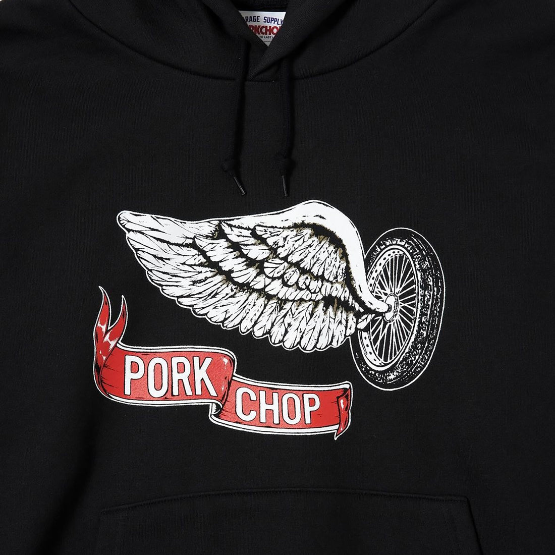 [MASSES]PORKCHOP×MASSES SWEAT HOODED FLYING WEEL P/BLACK