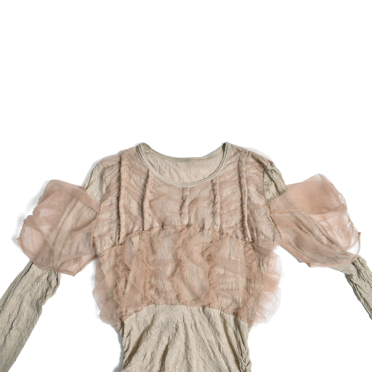 MAISON SPECIAL]Shirring Tulle Combination Cut Top/BEIGE 