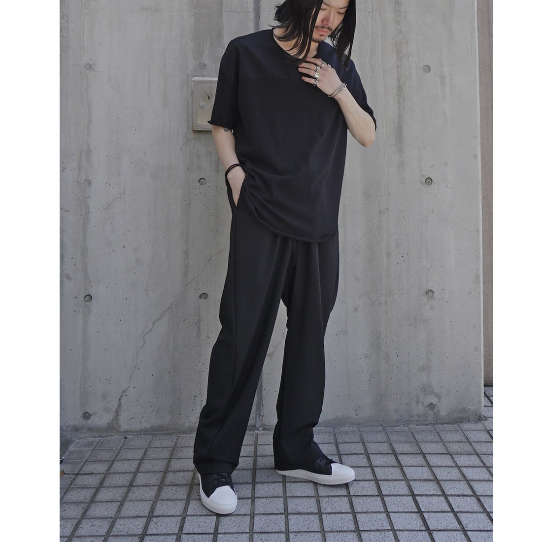 [R&Co.×ASKYY]WIDE LOOSE SLACKS/BLACK(393RH.LIMITED)