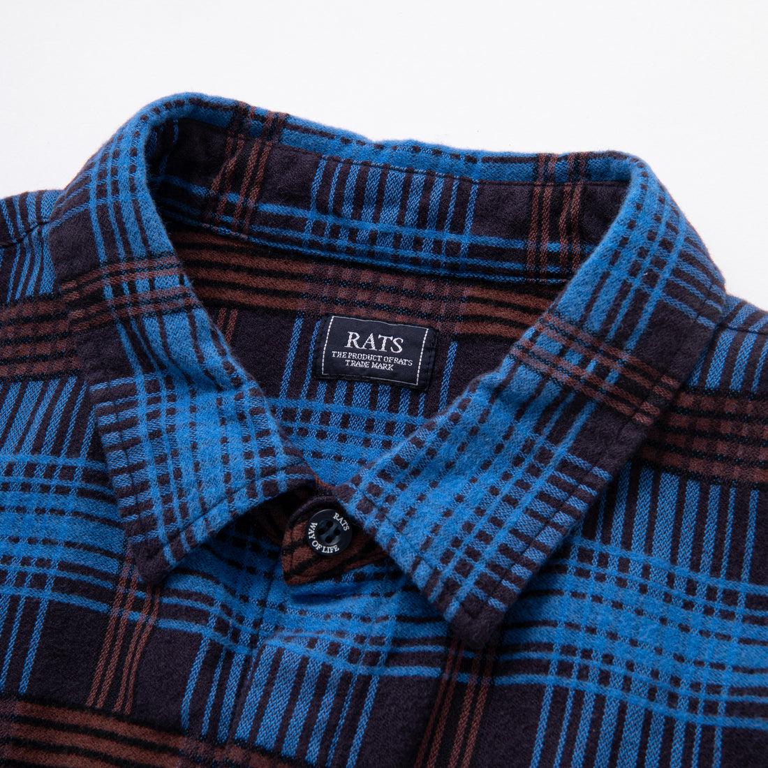 [RATS]C/R FLANNEL SAX BLUE CHECK SHIRT/BLUE