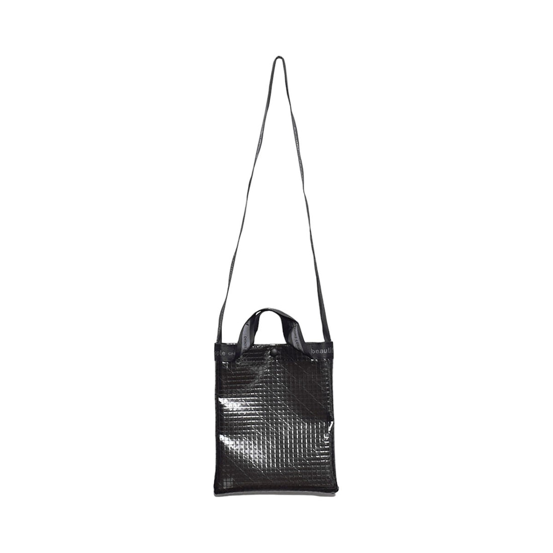 [beautiful people]plaid vinyl logo tape sacoshe bag/BLACK(7335611929)