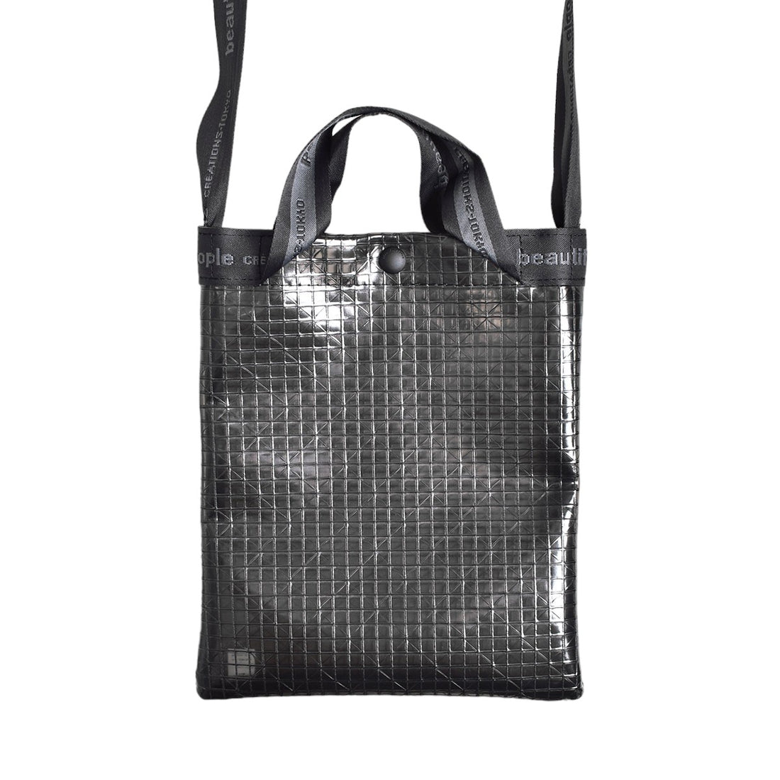 [beautiful people]plaid vinyl logo tape sacoshe bag/BLACK(7335611929)