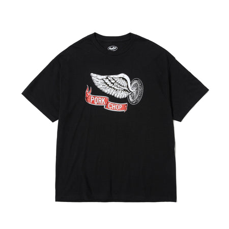 [MASSES]PORKCHOP×MASSES T-SHIRT FLYING WEEL P/BLACK