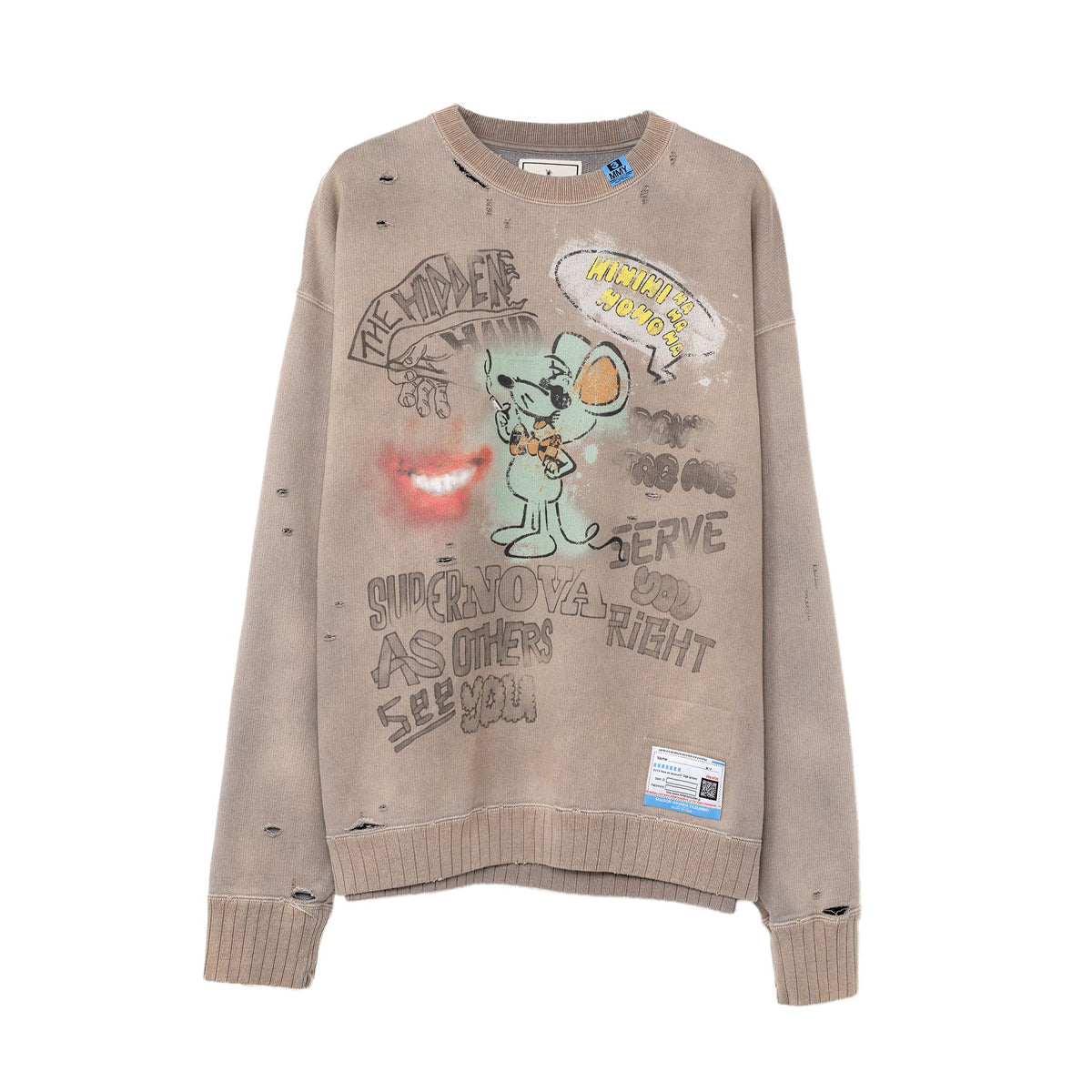 [MAISON MIHARA YASUHIRO]Vintage-like Sweatshirt/BEIGE