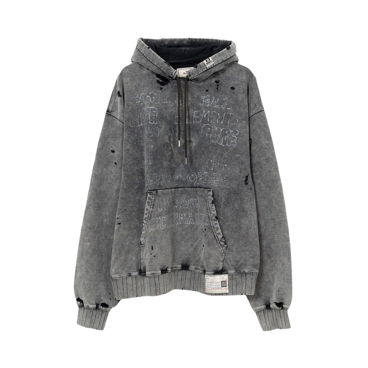 [MAISON MIHARA YASUHIRO]Distressed Hoodie/BLACK(A13HD551)