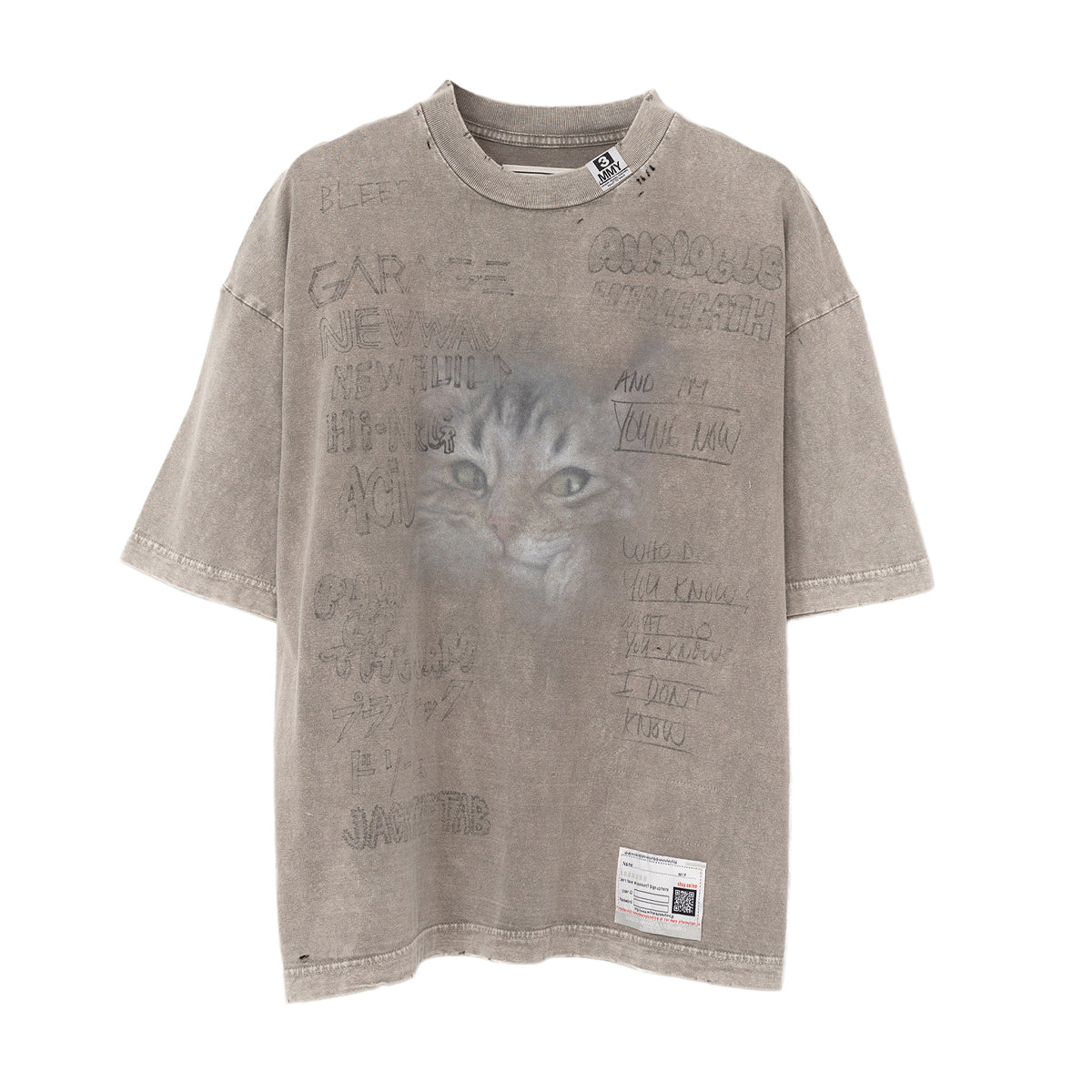 12,300円Cat Print Bleached T-shirt