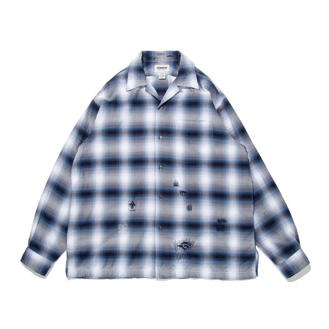 BOWWOW]RAYON CHECK SHIRTS REPAIRED/BLUE/WHITE(BW242-RCSR) – R&Co.