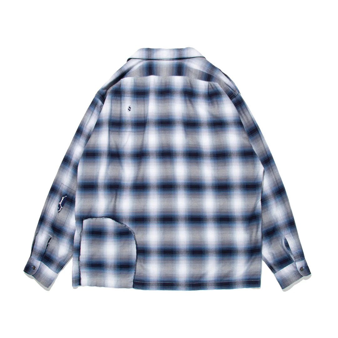 BOWWOW]RAYON CHECK SHIRTS REPAIRED/BLUE/WHITE(BW242-RCSR) – R&Co.