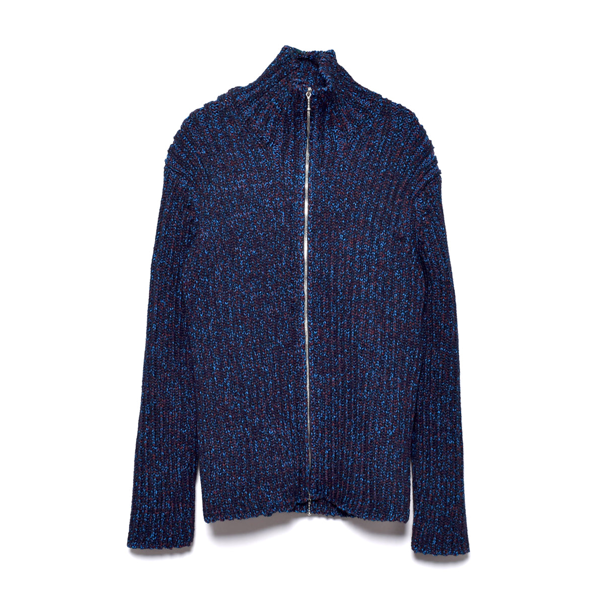 beautiful people]poliester cord wool rib zip cardigan/BLUE