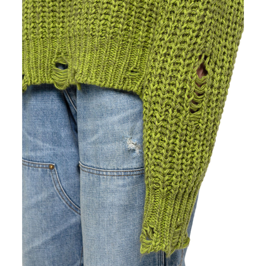 [KAMIYA]Distressed Knit Sweater/GREEN(G13PO054)