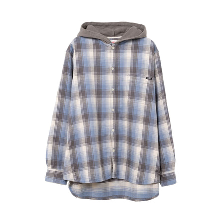 [KAMIYA]Hooded Check Shirt/BLUE(G13SH041)