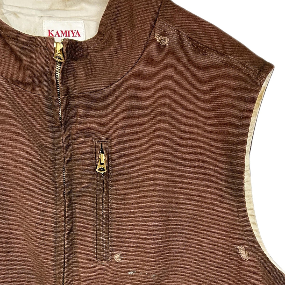 [KAMIYA]BORO Duck Vest/BROWN(G13VT025)