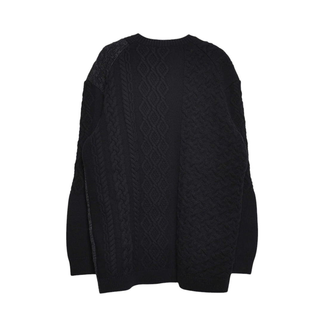 [yohji yamamoto]5G CROSS PATTERN SWITCHING ROUND NECK/BLACK(HO-K10-194)