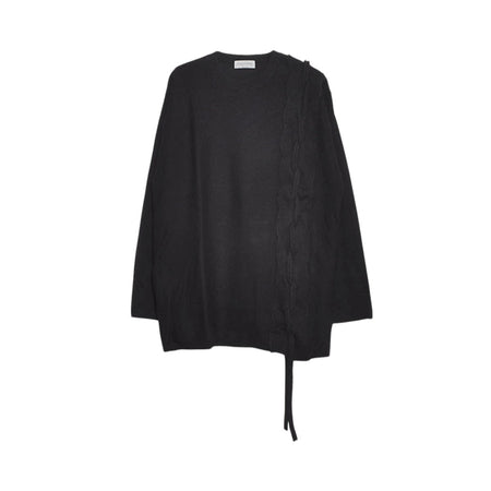 [yohji yamamoto]7G JERSEY STRING UNEVEN HEM ROUND NECK/BLACK(HO-K33-189)