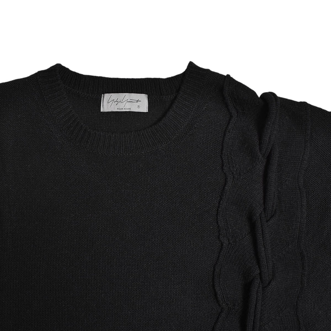 [yohji yamamoto]7G JERSEY STRING UNEVEN HEM ROUND NECK/BLACK(HO-K33-189)