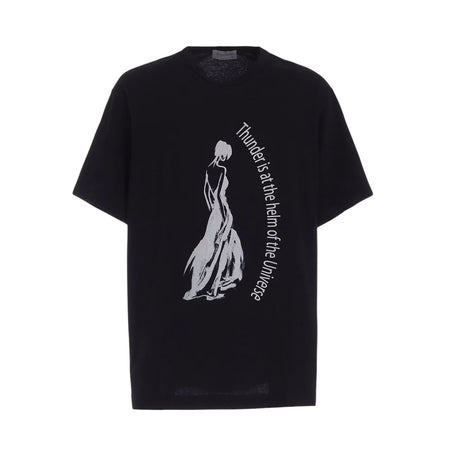 [yohji yamamoto]SINGLE JERSEY PRINT HALF SLEEVE C/BLACK(HP-T62-993)