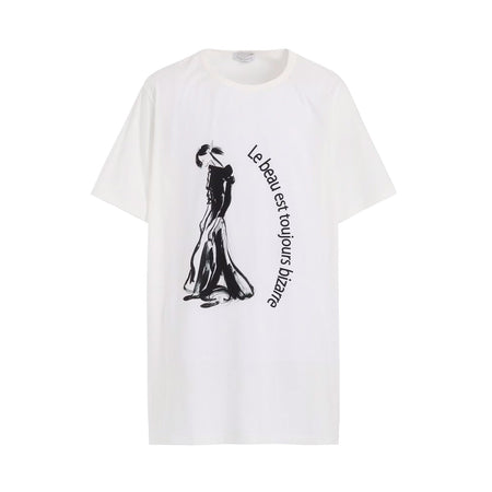 [yohji yamamoto]SINGLE JERSEY PRINT HALF SLEEVE D/WHITE(HP-T63-993)