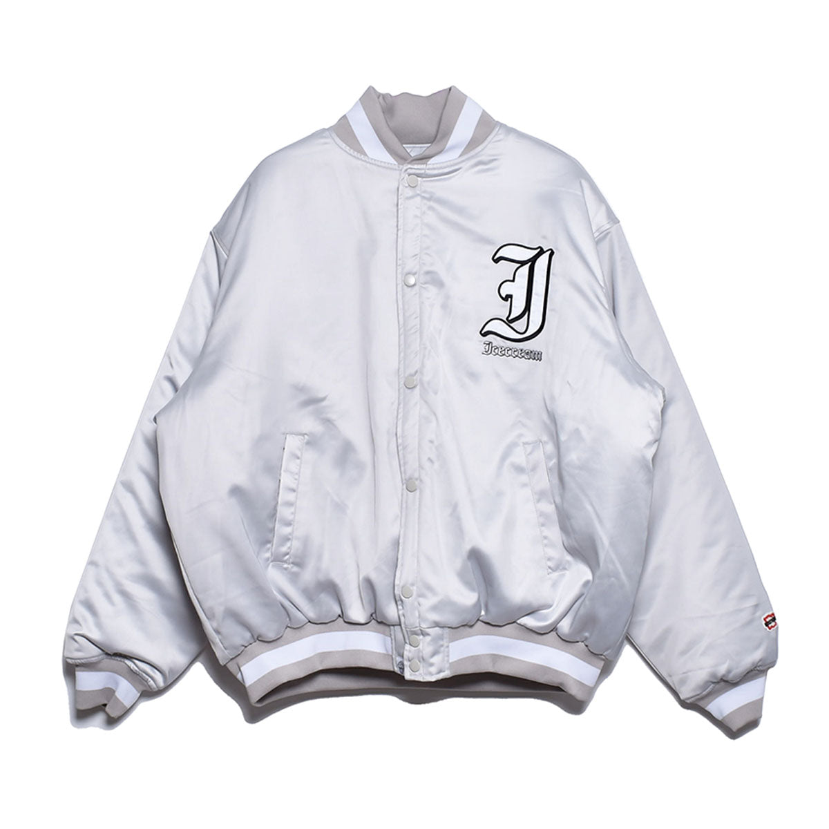 [ICECREAM]SATIN VARSITY JACKET/GRAY(ICJP233X002)