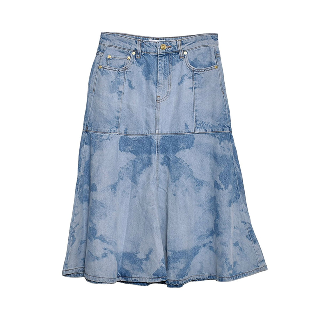 [GANNI]Bleach Denim Flounce Midi Skirt/BLUE(J1419)