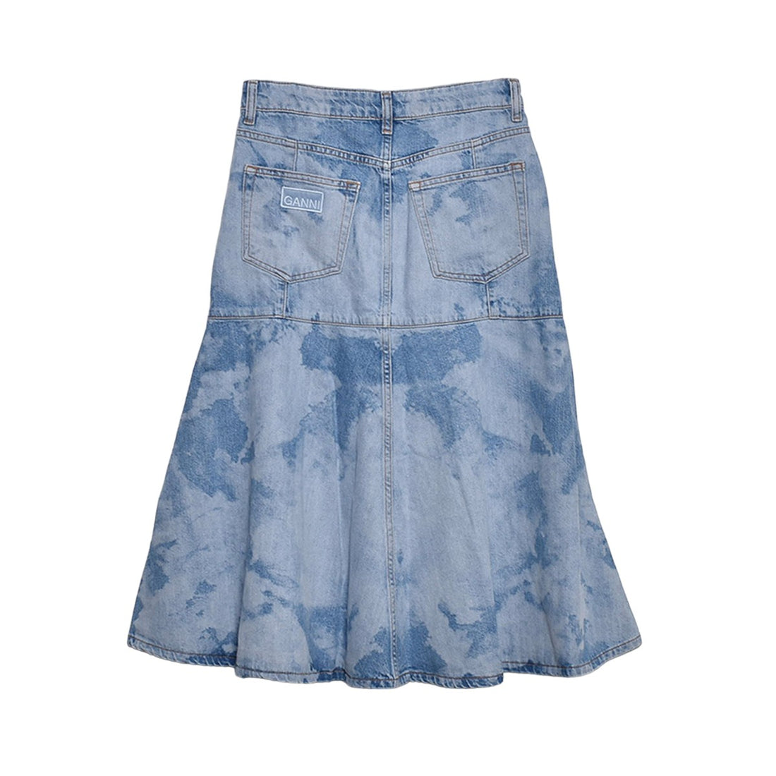 [GANNI]Bleach Denim Flounce Midi Skirt/BLUE(J1419)