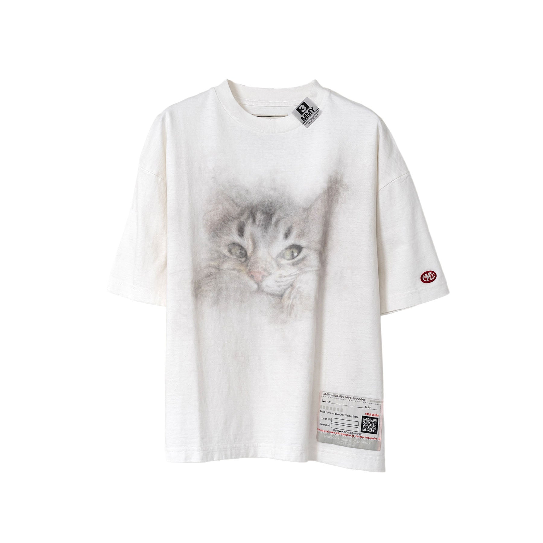 MAISON MIHARA YASUHIRO WOMENS]Cat Print Distressed T-shirt/WHITE 