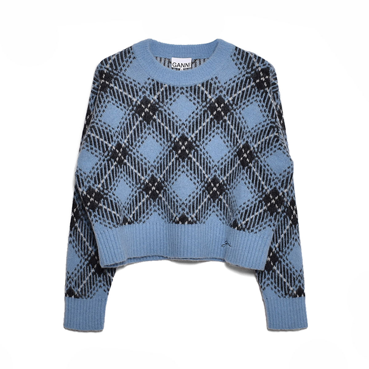 GANNI]Check Wool Oversized Pullover/LIGHT BLUE(K2034) – R&Co.
