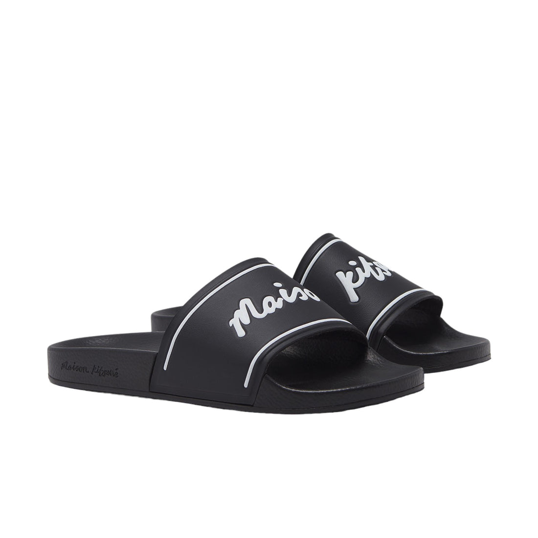 [MAISON KITSUNE]MAISON KITSUNE HANDWRITING SLIDES/BLACK(MM04201AA1007)