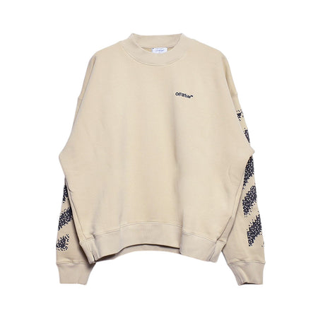 [Off-White]PIXEL DIAG SKATE CREWNECK/BROWN RICE(OMBF24-RTW0087)