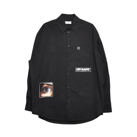 [Off-White]EYE LOGO POPL OVERSIZE SHIRT/BLACK(OMGF24-RTW0274)