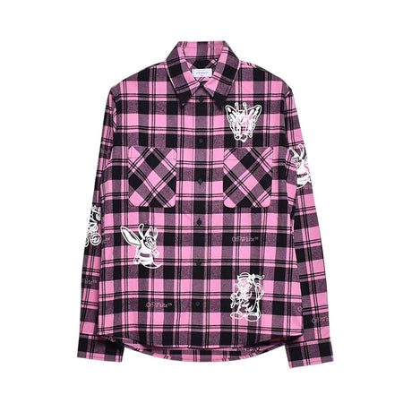 [Off-White]CHARACTER CHECK FLANN SHIRT/PINK(OMGF24-RTW0279)