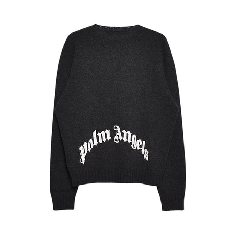 [Palm Angels]CURVED LOGO SWEATER/DARK GRAY(PMHF24-182)