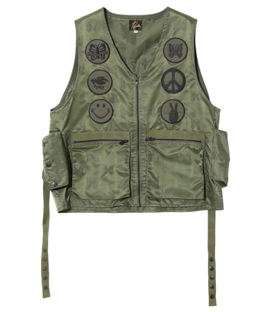 [NEEDLES]Radio Vest - Papillon Jacquard Sateen/OLIVE(QV132)