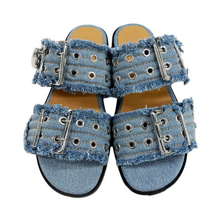 [GANNI]Feminine Buckle Two Strap Sandal Charms/FADED DENIM(S2969)