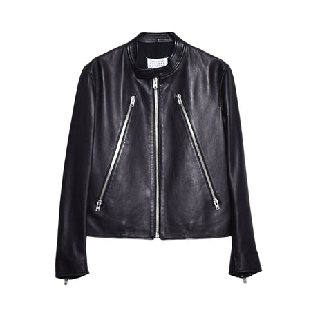 [Maison Margiela]5-ZIP LEATHER JACKET/BLACK(S50AM0489-SY1460)