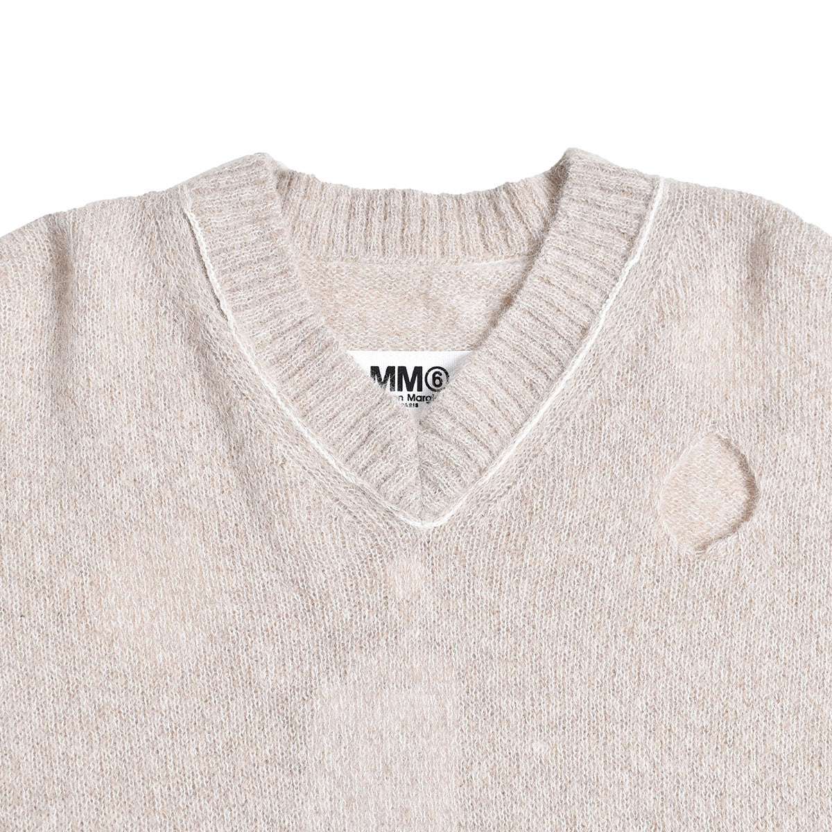 MM6 Maison Margiela]V-neck KNIT SWEATER/BEIGE(S52HN0003-S1828) – R&Co.