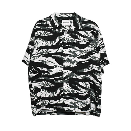 【TAKAHIRO MIYASHITA TheSoloIst】hawaiian shirt.(tiger camouflage)/BLACK/WHITE(ss.0005bSS25)
