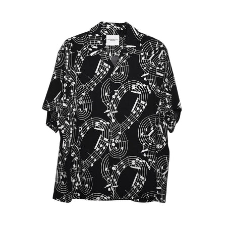 【TAKAHIRO MIYASHITA TheSoloIst】hawaiian shirt.(music note)/BLACK/WHITE(ss.0005cSS25)