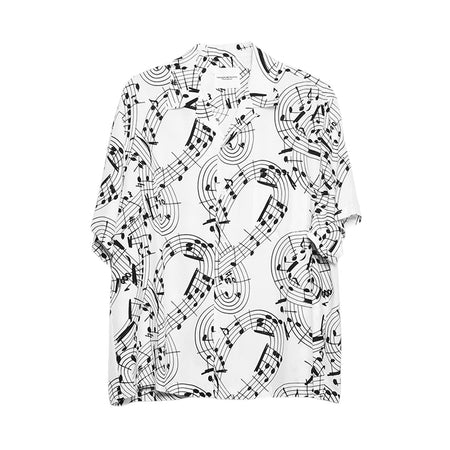 【TAKAHIRO MIYASHITA TheSoloIst】hawaiian shirt.(music note)/WHITE/BLACK(ss.0005cSS25)
