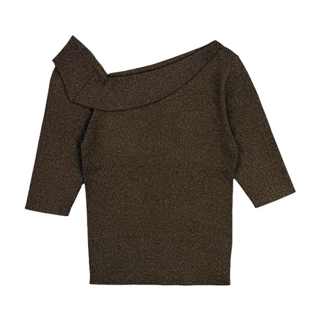 [SNIDEL]SustainaアシメリブニットPO/BROWN(SWNT252030)