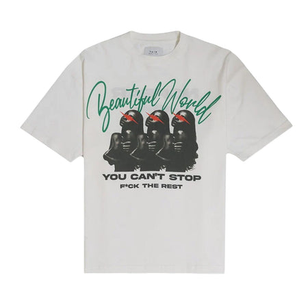 [TAIN DOUBLE PUSH]BEAUTIFUL WORLD SHORT SLEEVE T-SHIRTS/WHITE(T511-ST103)